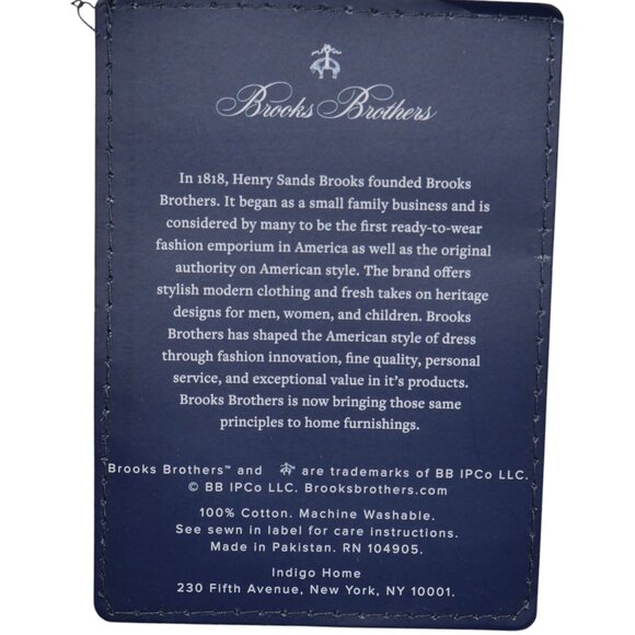 BROOKS BROTHERS 2 Pack 100% Cotton Pillowcases Windowpane Plaid in White and Nav - Picture 5 of 7